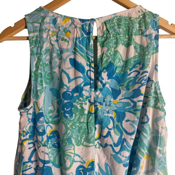 Lilly Pulitzer Tybee In A Pinch Print Blue Sleeveless Tassel Tie Short Romper L - Picture 7 of 11